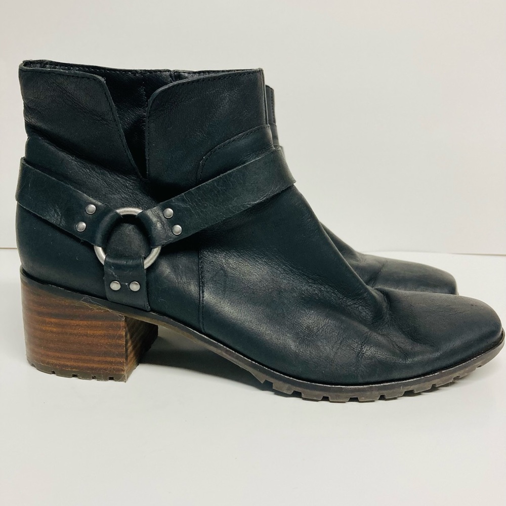 Lucky brand black leather boots harness 9.5
